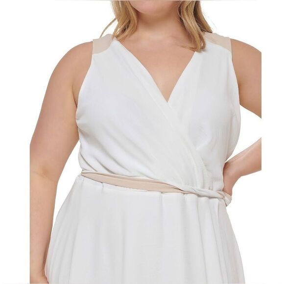 Dkny Plus Womens Size Colorblocked Faux-Wrap Dress size 14 new - Picture 7 of 13